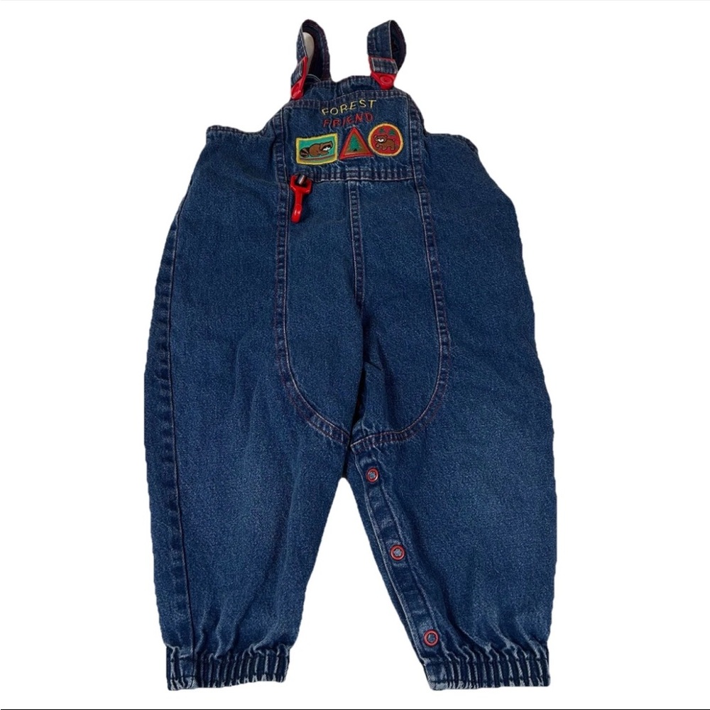 Vintage Buster Brown Jean Denim Toddler Size 24 Months Overalls 90s Blue Forest